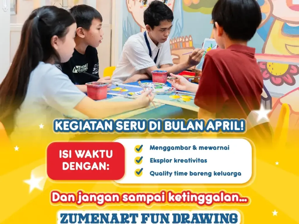 Update Zumenart tentang kegiatan April dan Fun Drawing Contest bertema A World Without Fear.